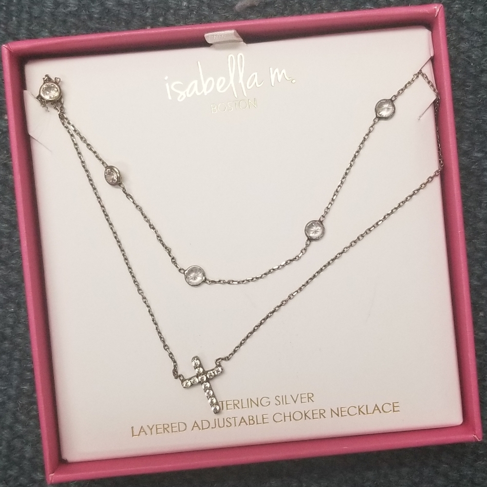 Sterling Silver Layered Adjustable Choker Necklace
